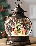 Gorrzai Snowman Snow Globe 12 Inch Christmas Snow Globe Lantern, Lighted Christmas Decorations Indoor for Home Light Up Musical Snowman Decor with Music Timer Swirling Glitter, USB or Battery Operated