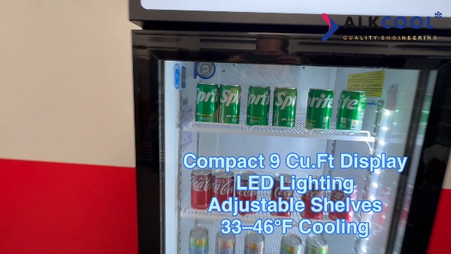 Image of Commercial Beverage Refrigerator Display Fridge,9 Cu Ft Tall Small Single Door Merchandiser Drink Cooler with LED Light Adjustable Shelves,ETL Sanitation