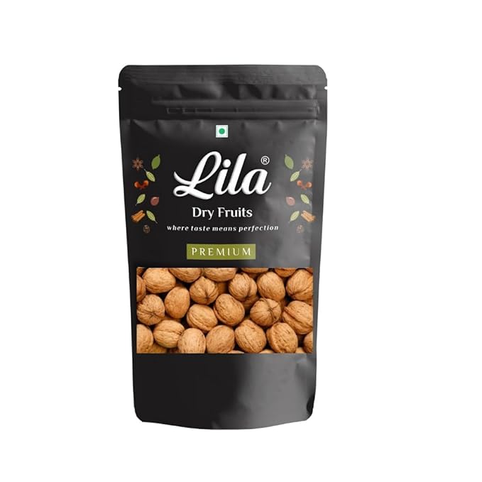 LILA DRY FRUITS 100% Natural Raw Walnut Inshells 1000g (1kgs) Value Pack | Premium Sabut Akrot | High in Protein & Iron | Low Calorie Nut | Dry Fruit at Rs. 449