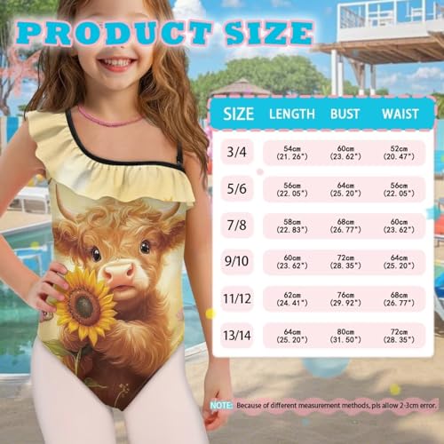 Girls Swimsuit One Piece Bathing Suit Ruffle Cute Little Kids Swimming Suits Beach Swimwear 3T-14 6