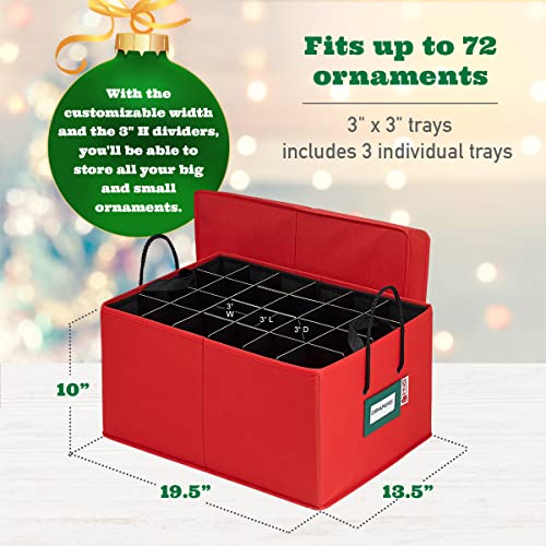 Holdn’ Storage Underbed Christmas Ornament Storage Container Box With Dividers – Convenient Durable 3 Individual Removable Trays Fits Up To 72-3” Ornaments. #TOP5