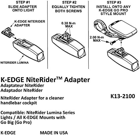 Miniatura 5 de K-Edge Niterider Light Adapter Gunmetal, talla única