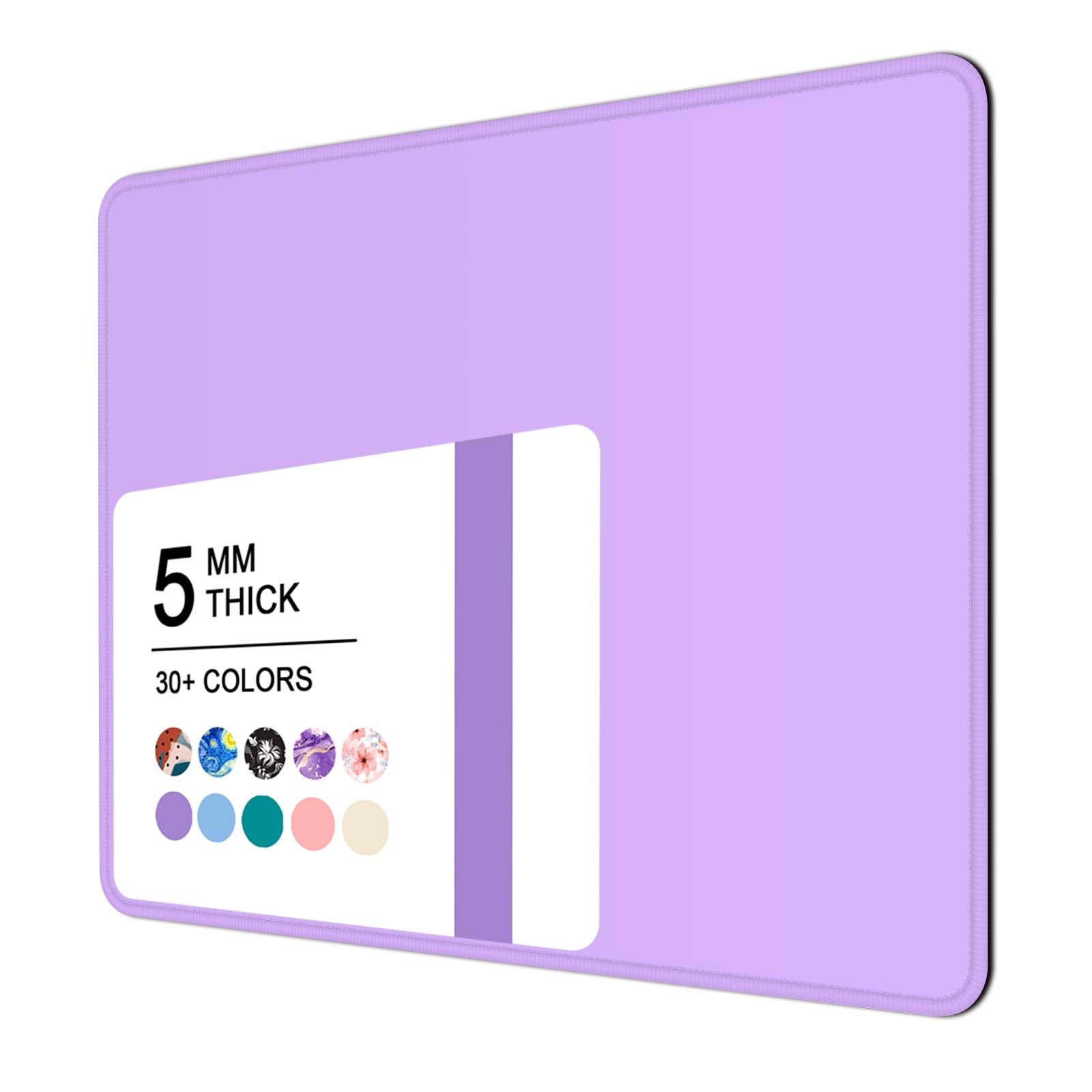 Niniubye Mouse Pad, 30% Thicker Purple Computer Pad, Anti-Slip Rubber Mouse Mat with Stitched Edges for Gaming, Office, Laptop, PC, Women & Men, 8 x