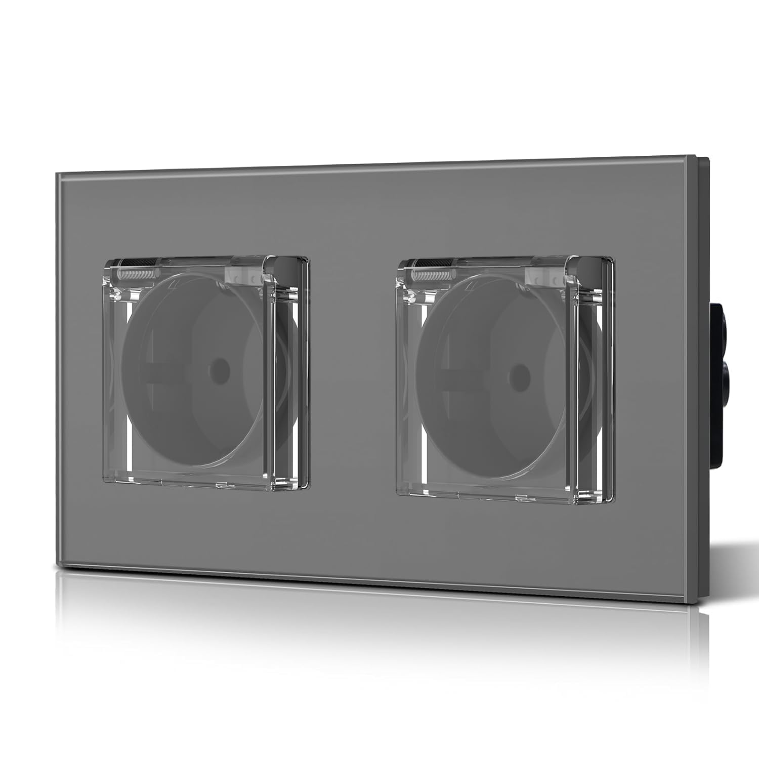 BSEED Interruptor táctil y enchufe pared,Toma de corriente con USB C,Panel de Vidrio con pulsador LED,Sin Función Wifi,1 Gang 1 Vía+1 Enchufe USB/Tipo C,157mm Negro — view 90