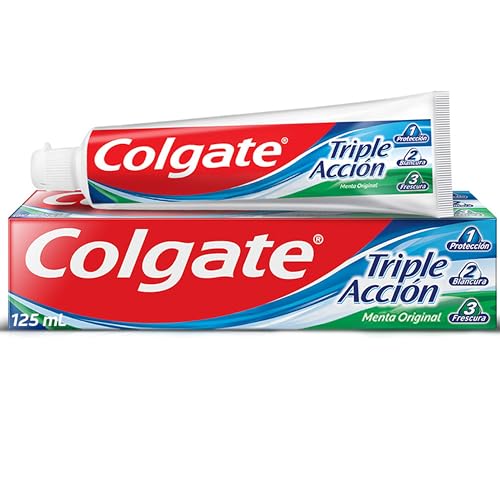 Higiene Bucal Y Dental, Drugstore Colgate Pasta Dental Triple Acción Menta Original 125 ml. Protege tu Salud Bucal y la de tu Familia. Limpieza Profunda de los Dientes, Combate Gérmenes y...