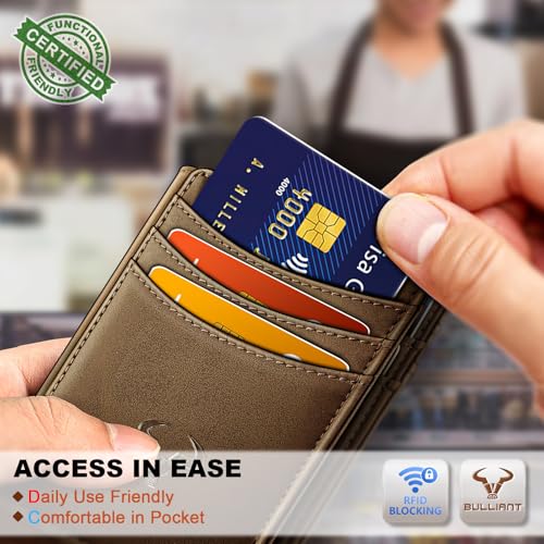 Image of BULLIANT Slim Wallet For Men 12Cards,Magnetic Flip Build-in Money Clip Airtag Compatible-RFID Blocking