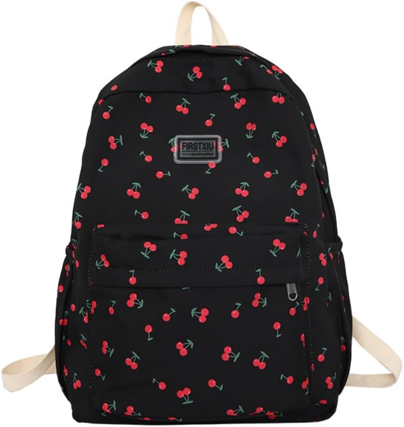 Y2k Cherry Backpack Preppy Aesthetic Backpack Cutecore Bookbag Casual Backpack Purse for Laptop Travel (white)