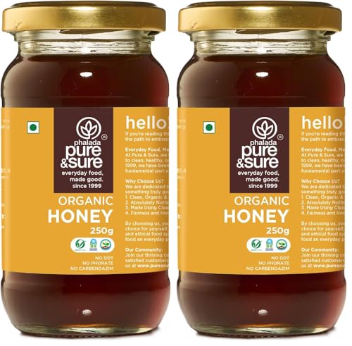 Image of Pure & Sure Organic Honey 250G | 100% Raw & Natural | Organic Certified | Unprocessed & Non-Pasteurized | Rich in Anti-Oxidents & Amino Acids | No Sugar, No Adulterated (Pack of 2)