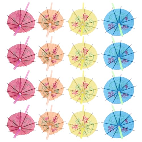 100 pitillos desechables en forma de sombrilla coloridos de papel miniatura 1