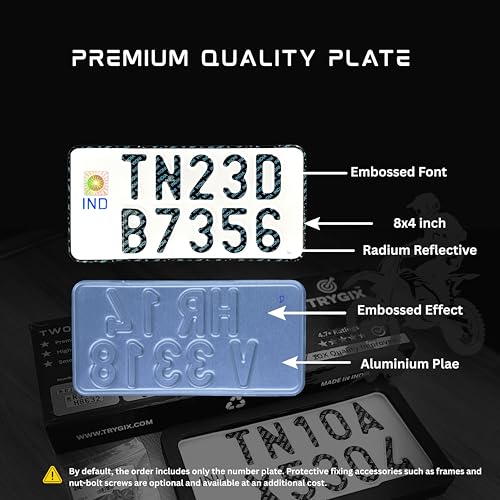 Image of TRYGIX Scooter Number Plates Set, Non-HSRP, Serial Number Not Included, Radium White.