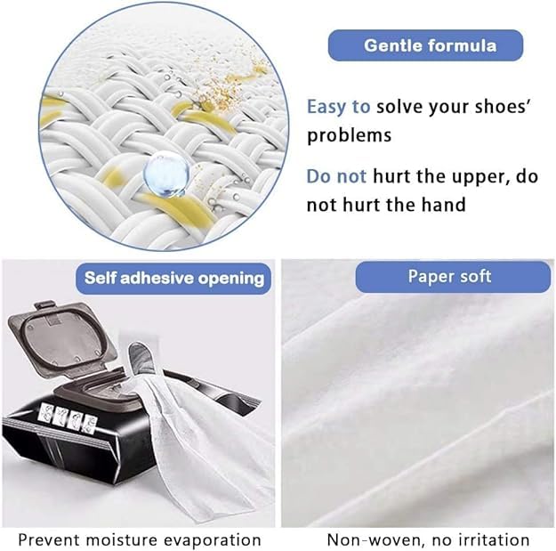 Image of Natural Sneaker & Shoe Cleaner Wipes - Pack of 80 | Portable Disposable Shoe Cleaning Wipes | Instantly Remove Dirt & Stains | Safe for Most Footwear & Sneakers