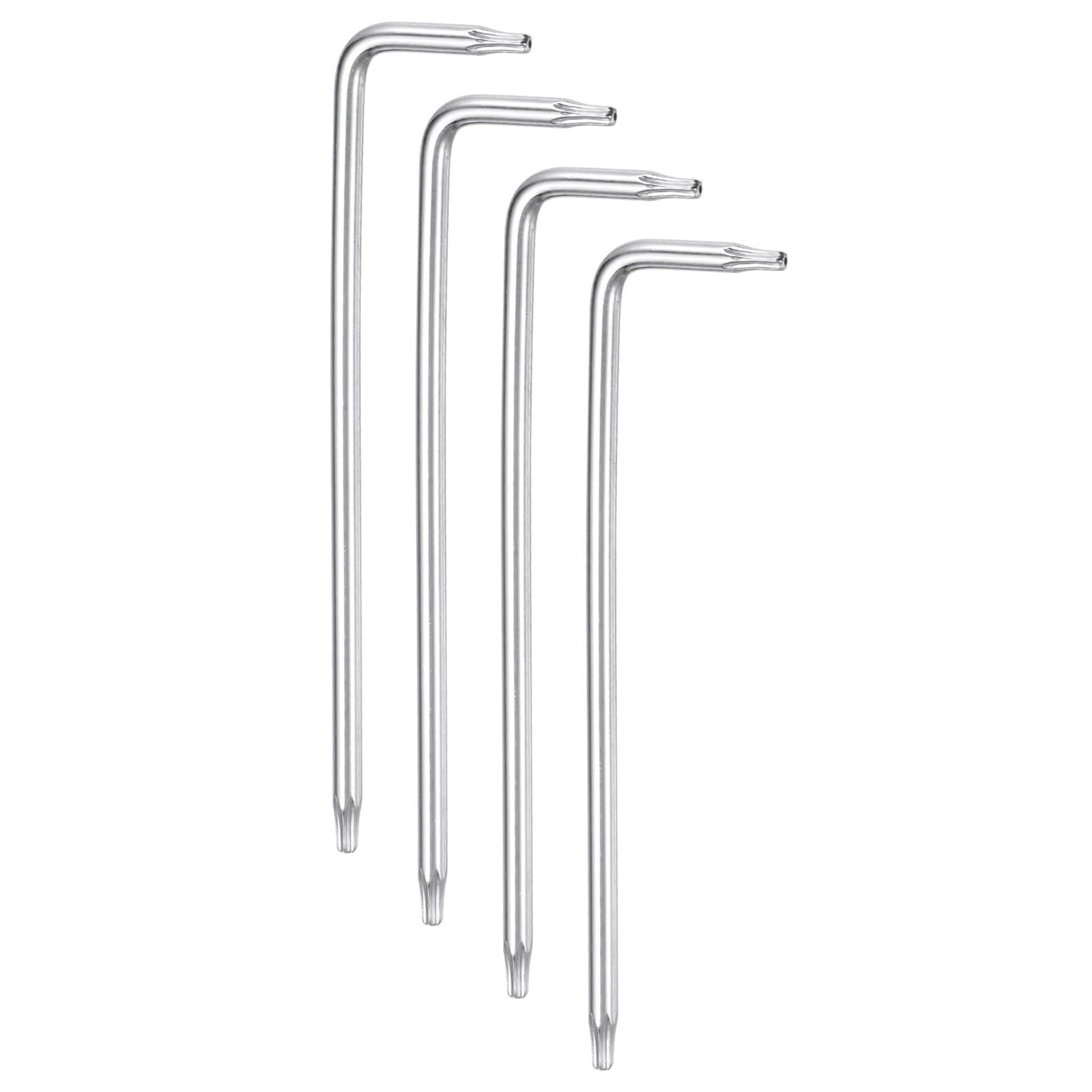 TA-VIGOR T8 Tamper Proof Torx Star Key Bit Wrench, L-Shape Torx Allen Key S2 Steel Wrench with Holes on Both Ends - 4 Pcs