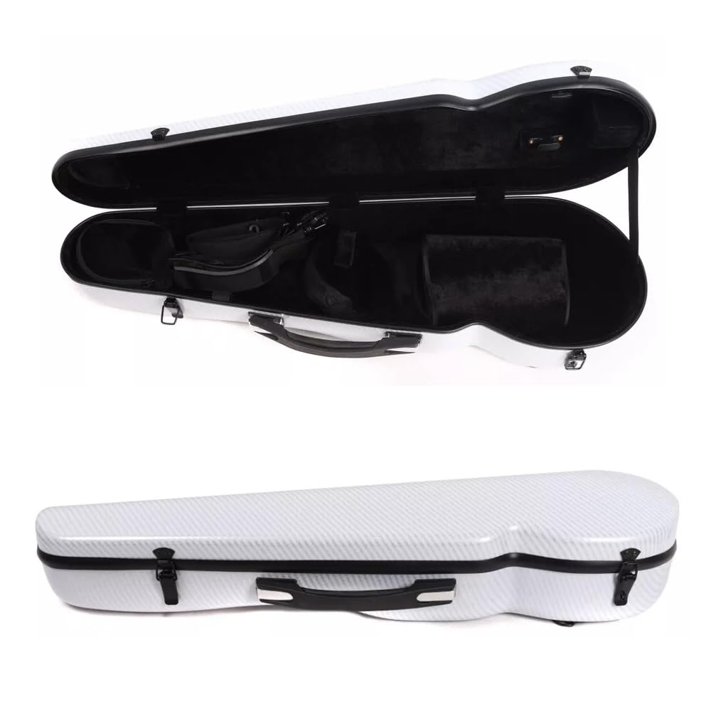 ModouString 4/4 Violin Case hard shell Fiberglass Triangular Shape with Soft thick padding durable handle Light Strong (white)