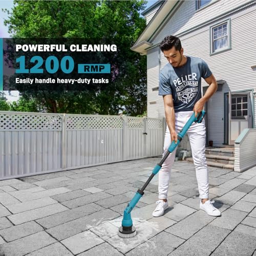 Image of Alloyman 1200RPM Electric Spin Scrubber, 20V Replaceable Battery, Shower Cordless Cleaning Brush, Power Scrubber for Cleaning with 8 Brushes for Bathtub /Tub /Tile /Floor