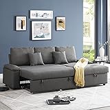 GOOD & GRACIOUS Sectional Sleeper Sofa Couch with Pull Out Bed, L Shaped Modern Sectional Sofa Bed with Chaise Lounge and Storage Function for Living Room, Dark Gray