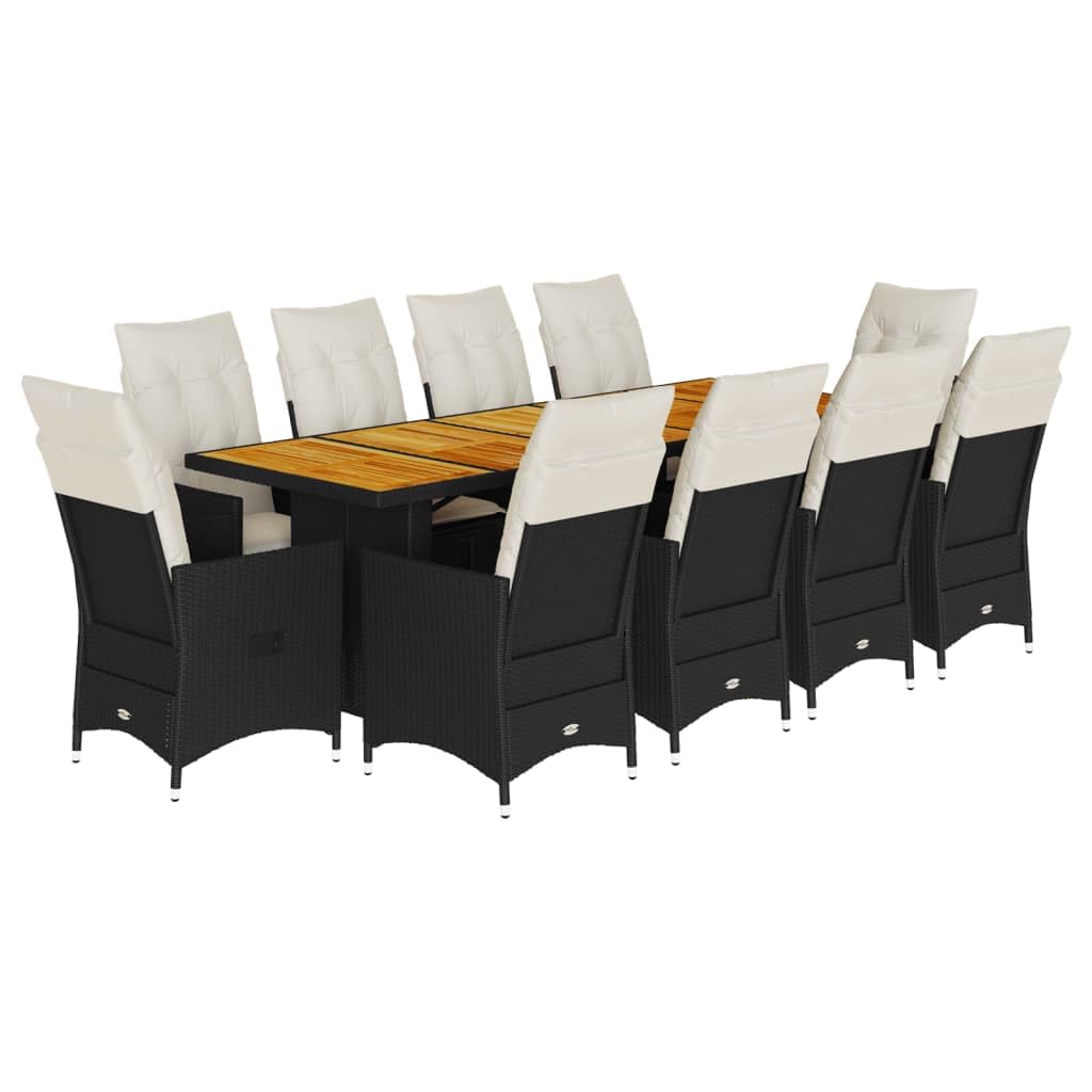 Hothingwell Zestaw Bistro Ogrodowy 11 szt. Poly Rattan Czarny