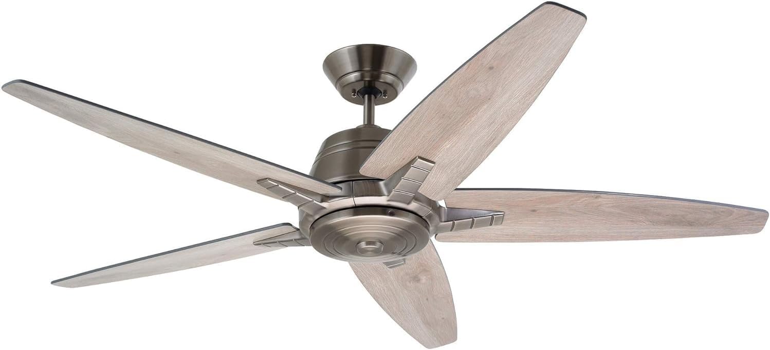 kathy ireland HOME [CF500AP] 56-inch Euclid Ceiling Fan with Reversible Blades, 9.5 Watt Medium Base A19 LED Lighting and Remote-Controlled Operation (Antique Pewter)