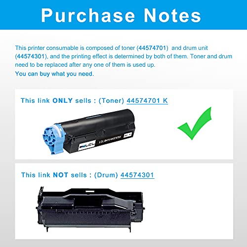 LCL Compatible Toner Cartridge Replacement for OKI B411 B431 44574701 4000 Pages B411D B411DN B431D B431DN MB491 MB461 MB471 MB471W (1-Pack Black) - Thumbnail 3