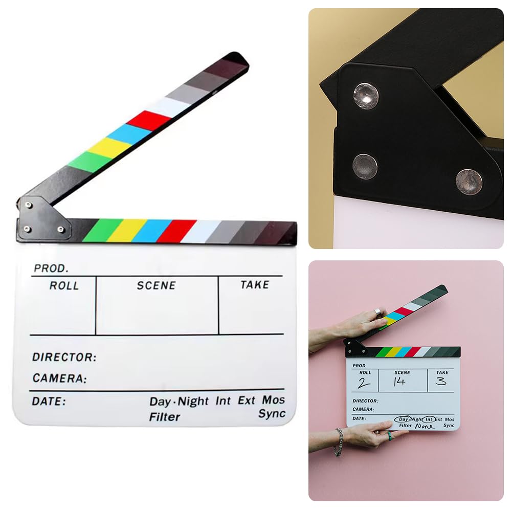 Clap de Cinema, Acrylique Film Clapper, Clap Cinéma, Movie Clapper, Réalisateur Scène Clap, Scènes d'action Cut Clapper Ardoise, TV Movie Action Board Film Cut Prop, pour Tournage Film, Studio Live