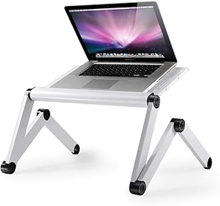 Desk Monitor Stand Metal Computer Desk on Bed Home Office Standing Desk Foldable Elevating Computer Stand Table Color: White, Size: 45*24.5*56cm