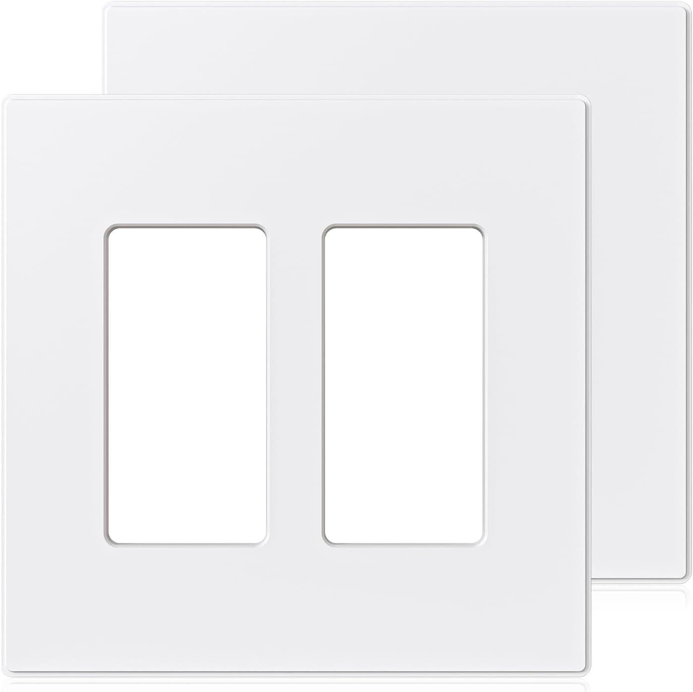 Plaque murale sans vis lot de 2 double passage blanc polycarbonate taille standard à visser