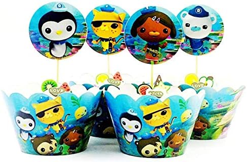 Astra Gourmet 24pc Octonauts Cupcake Wrappers and Toppers for Birthday Party Event Decor