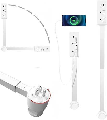 Características de toma extendida y giratoria toma de pared extensible que se extiende de 18 a 28, giro de 180, salida giratoria para sofás detrás