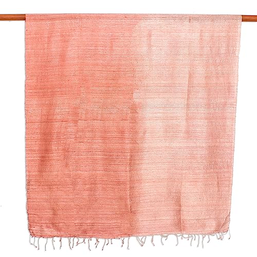 NOVICA Artisan Handcrafted Silk Shawl Accessories Shawls Pink Patterned Thailand ' Bold Rose'2