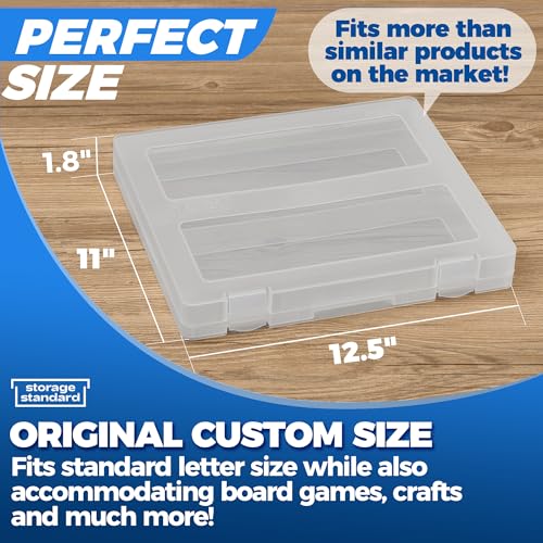 Image of 4-Pack Art & Craft Organizer Storage Case - Semi Transparent Stackable Plastic Craft Storage Container, Project Organizer Box Paper Custom Size Fit 8.5 x 11 Paper & More 12.4 x 10.8 x 1.7 In