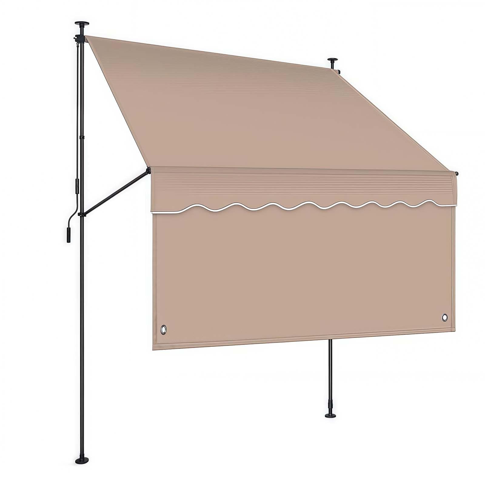 freistehende markise mit kippbarem dach Verstellbares, freistehendes Gartenmarkise, Sonnendach Handkurbel, kein Bohren, faltbar, Terrassen-Unterstand, Khaki, 200 x 120 cm, für Pavillon und Garten Garten Rahmengröße:RH-XL Hi5 Racer Schutzblech 12 Singlebeds