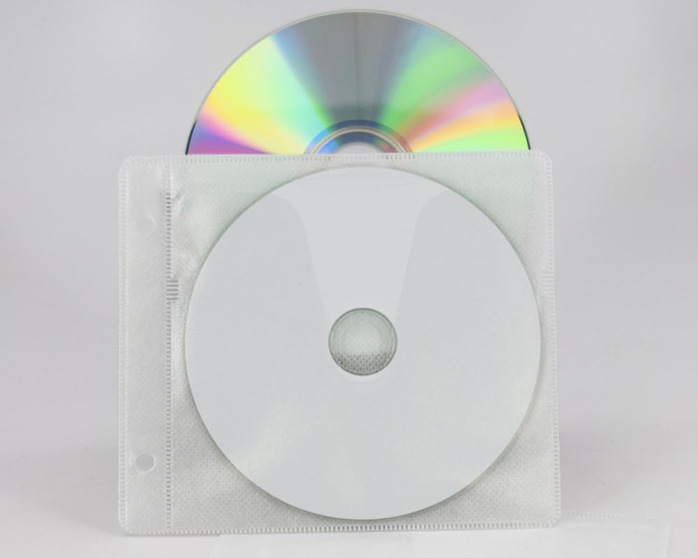 WTS CD DVD Premium 2-Pocket Binder Sleeve, 100 Pack