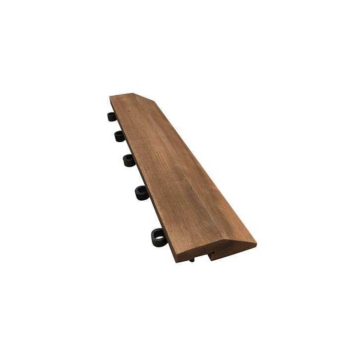 Buy 8x EDGING PIECES Wooden Interlocking ACACIA HARDWOOD Decking Tiles. Patio, Garden, Balcony