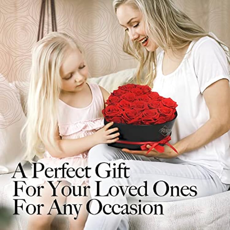 GLAMOUR BOUTIQUE 16 Flower Forever Heart Shape Box, Mothers Day Gift For Mom, Eternal Preserved Roses Gift for Her, Flowers bouquet, For Birthday, Anniversary, Girlfriend - Red