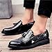 Men's Vintage Leather Wingtip Tassel Brogue Slip-On Dress Loafers Fashion Low-Top Breathable Smoking Formal Shoes Comfort Non-Slip Business Wedding Party Shoes (Black,8.5)