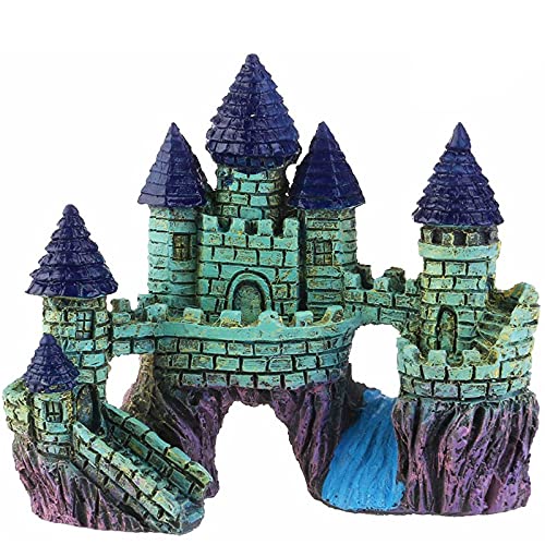 WAIBBU Ornament Décoration Aquarium Réservoir Aquarium Artificielle Fish Tank Château Accessoires Aquarium Ornements Poisson Tortue Château Paysage sous Marin Résine Castle Aquarium 15 * 8 * 13.5 Cm