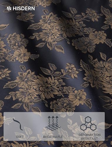 Image of HISDERN Ties for Men Paisley Tie and Pocket Square Cufflinks Set Formal Classic Floral Necktie Handkerchief Wedding Party