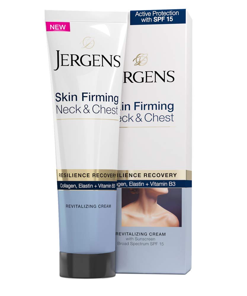 Jergens Skin Firming Neck and Chest Moisturizer SPF 15, Travel Size Firming Lotion, Smoothes and Visibly Tightens Skin for Youthful Appearance, 2 Ounces, with Collagen, Elastin, and Vitamin B3