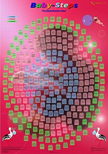 Handgemachter Schwangerschafts Rubbelkalender, 269 unterhaltsame Infos für werdende Eltern in 3 Trimestern