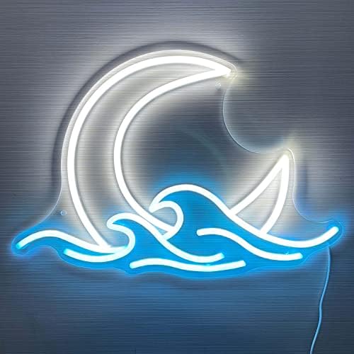 Sunrise Sunset Neon Sign Moon over Sea Neon Light Twilight Moon Wave LED Neon Wall Signs for Room Decor Anime Neon Light Acrylic Moon Sign (Moonrise)