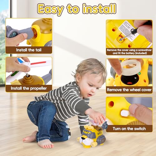 Habuddy Elektro-Hubschrauber Spielzeug mit LED Licht & Sound, Stopp & Go, 360° Rotor - Leuchtendes Spielzeug für Kinder ab 3 (Tiger Design)