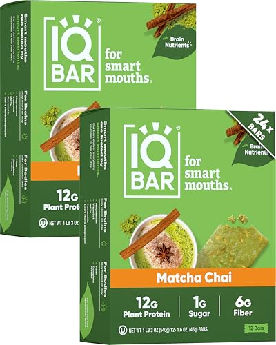 IQBAR Clean Plant Protein Bars - Matcha Chai - 24 Count - Ke
