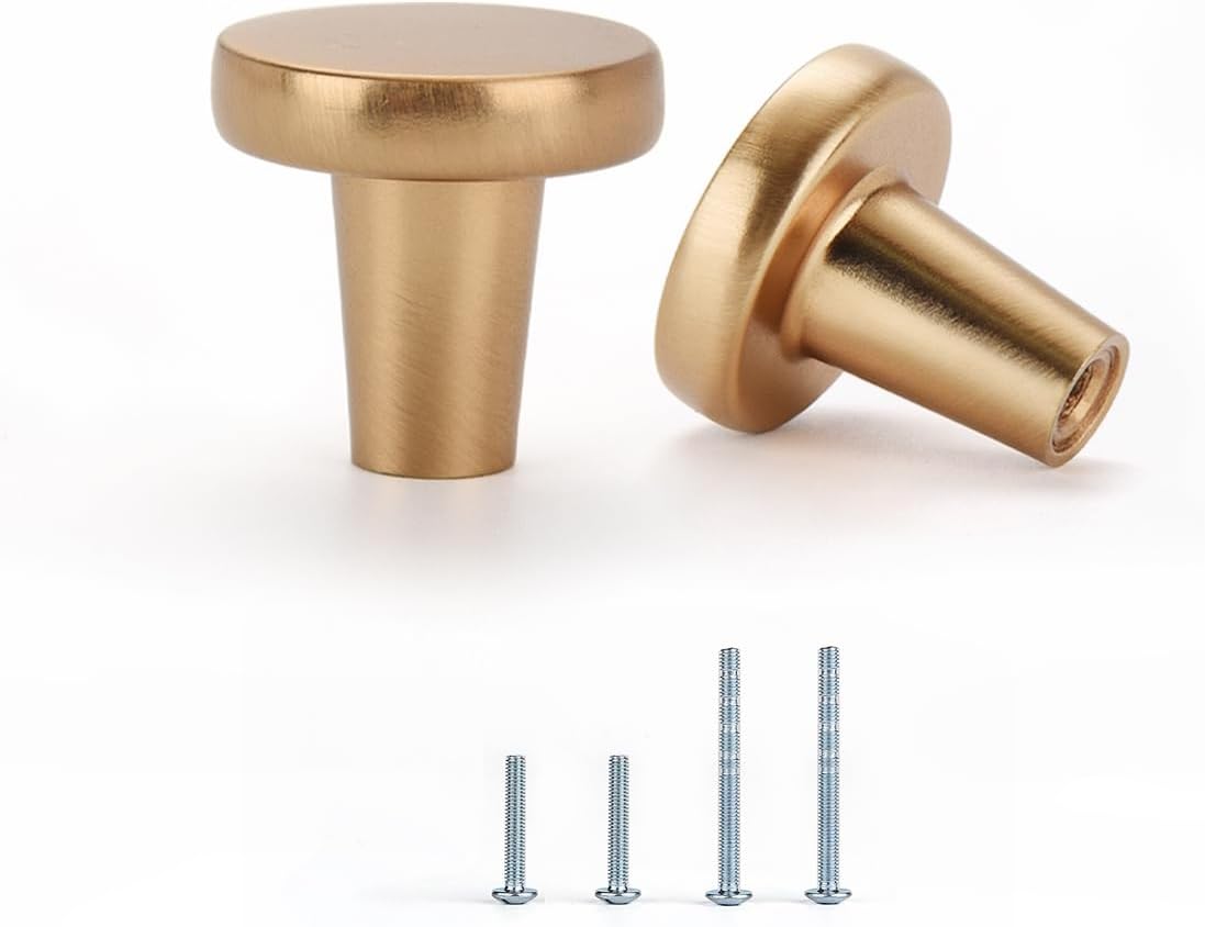 Satanga Cabinet Knobs 4 Pack Kitchen Champagne Bronze Modern Drawer Handles Single Hole Decorative Hardware Dresser Pulls for Antique Cupboard Door Farmhouse Furniture Bathroom Pulls Cabinets Knob