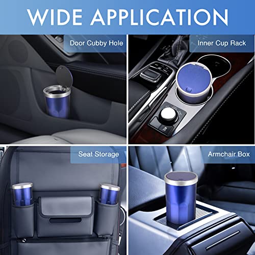Xapwell Car Trash Can 2 Packs Mini Car Garbage Can With Lid Press To Open Aesthetic Leak-Proof Portable Car Accessories Cup Holder Trash Bin For Auto,Home,Office, Desktop,Blue #TOP1