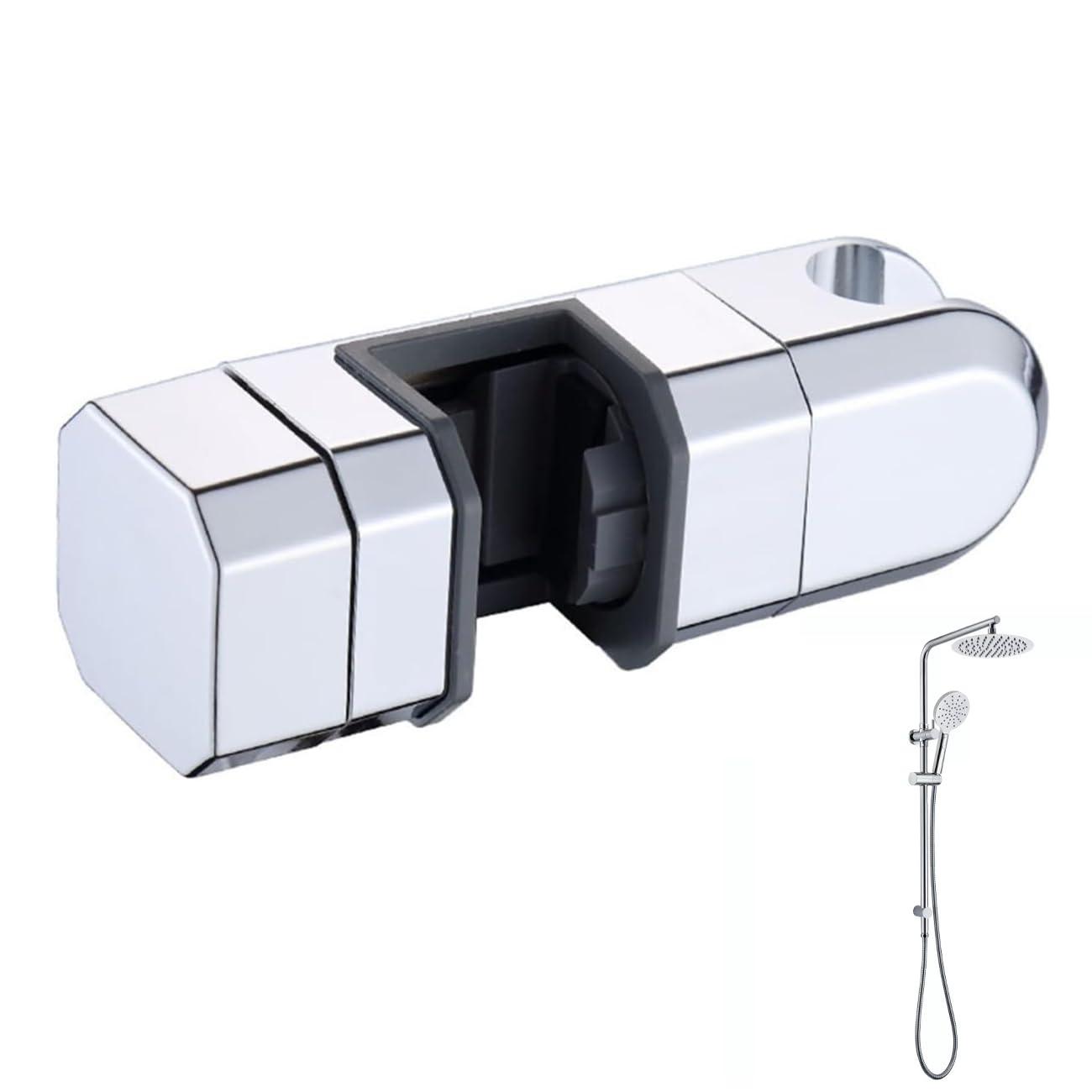 Shower Head Holder for 18mm Width Riser Rail, Adjustable Shower Rail Rod Clamp Holder Bracket