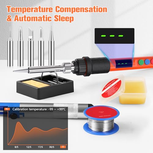 Soldering Iron Kit, 120W LED Digital Advanced Solder Iron Soldering Gun kit, 110V Welding Tools, Smart Temperature Control [356℉-932℉] - Extra 5pcs Tips - Auto Sleep & Temp Calibration - Thumbnail 3