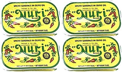 Nuri Portugese Sardines, Spicy, in Olive Oil 90g Each (Pack of 4)