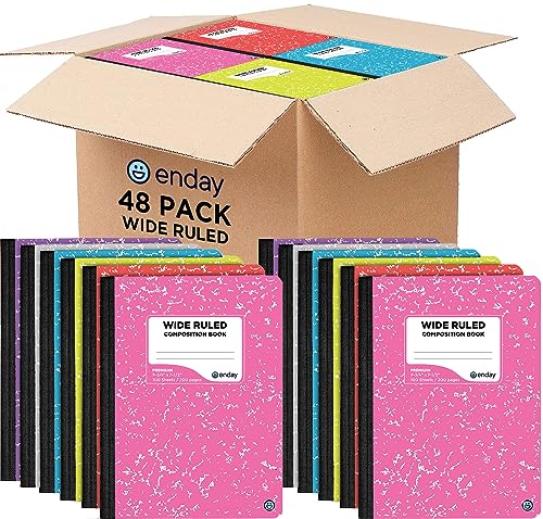 Emraw Composition Notebooks Ruled Paper Bulk, Hard Cover Composition Notebook, Premium Lined Composition Books, 100 Sheets Ruled Notebook (48 Pack) - by Enday (Assorted Colors) by Emraw - Used condition - US$73.59