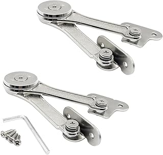 Carrittons Heavy Duty Lid Stay Hinges Folding Lid Support Hinge Perfect for Cabinet Closet Wardrobe Toy Box Hinge Support Drop Lids Home Hardware 2 Pieces (Silver)