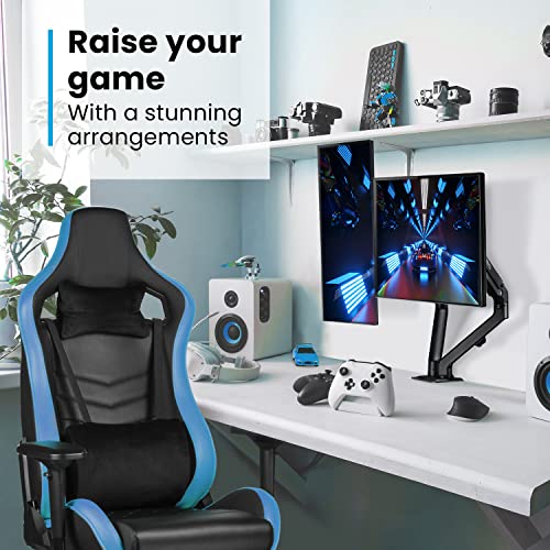 Eveo Premium Dual Monitor Stand 14-27" - Ergonomic Monitor Stands For 2 Monitors, Dual Monitor Mount Desk, Swivel Vesa Bracket, Computer Monitor Stand, Dual Monitor Stand For Desk - Easy To Setup #TOP2