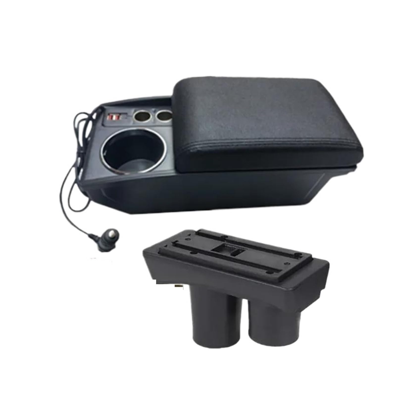 accoudoirs boîte de rangement Pour Citroën C3 C2 Accoudoir Rangement Double Couche Porte Gobelet Intégré Accessoires Dédiés(Charge rapide W1)